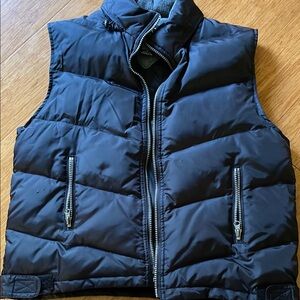 New York & Company Black Quilted Vest with High Collar